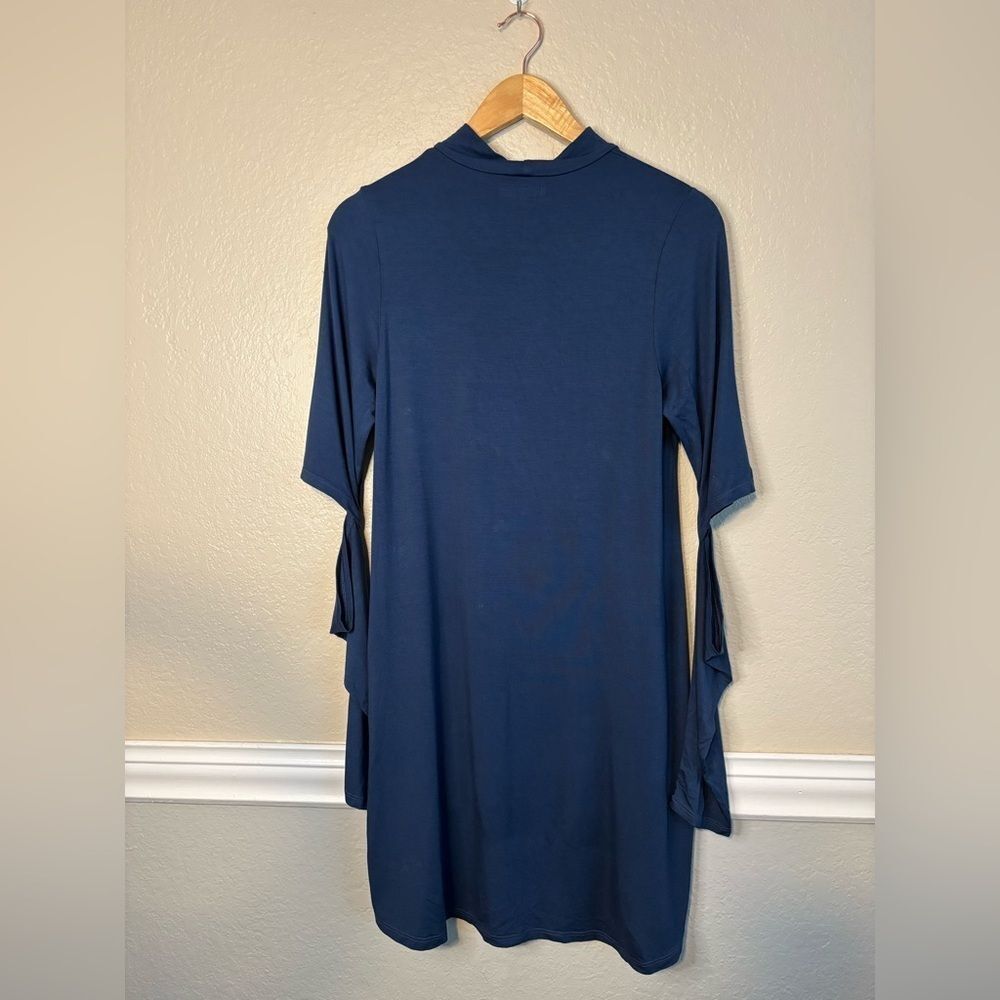 Michael Lauren Navy Mock Neck Dress Pullover Medium - Picture 2 of 7